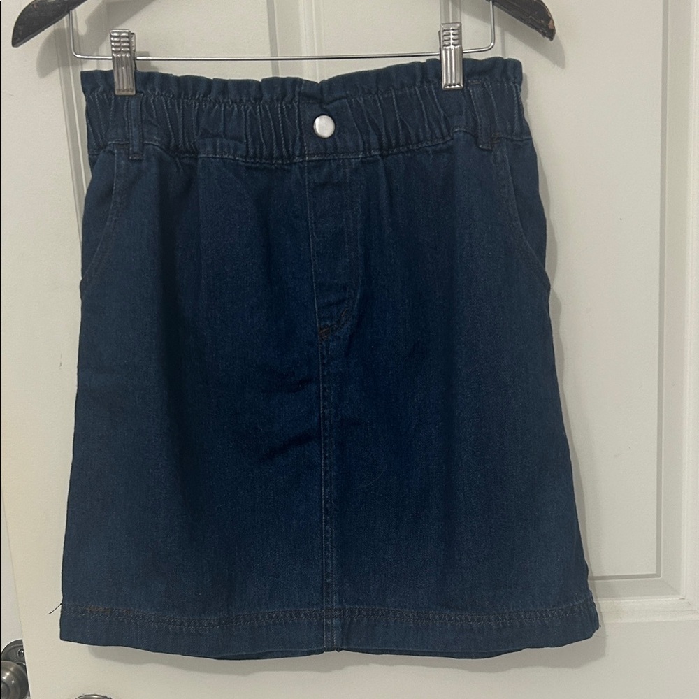 LOFT high waist, paper bag, denim Mini Skirt size small blue jean skirt pockets